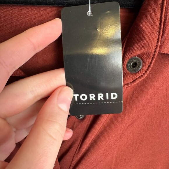 Torrid shirred knit shirt dress knee length rust color size 3X I31 - Picture 8 of 11